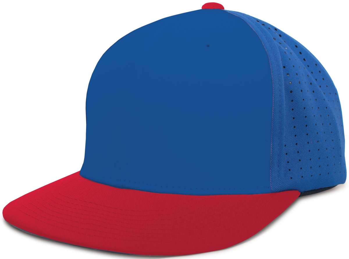ES474.285.L-XL Perforated F3 Performance Flexfit Cap, Royal & Red - Large & Extra Large