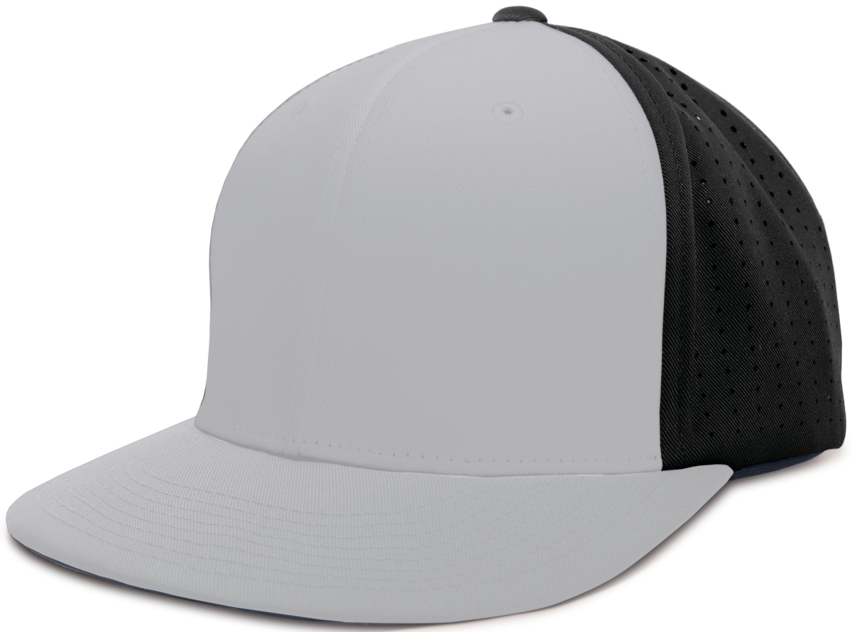 ES474.77Q.S-M Perforated F3 Performance Flexfit Cap, Silver & Black - Small & Medium