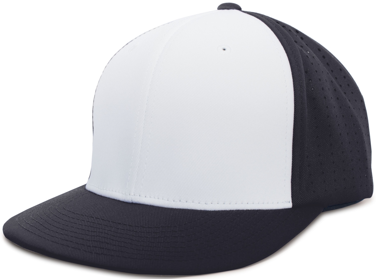 ES474.R57.L-XL Perforated F3 Performance Flexfit Cap, White & Navy - Large & Extra Large