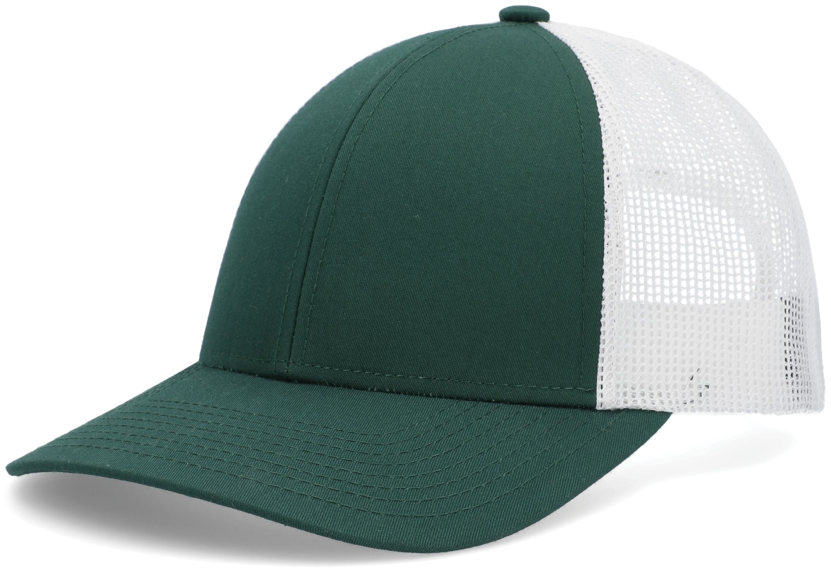 P114.121.OS Low-Pro Trucker Cap, Dark Green & White - One Size