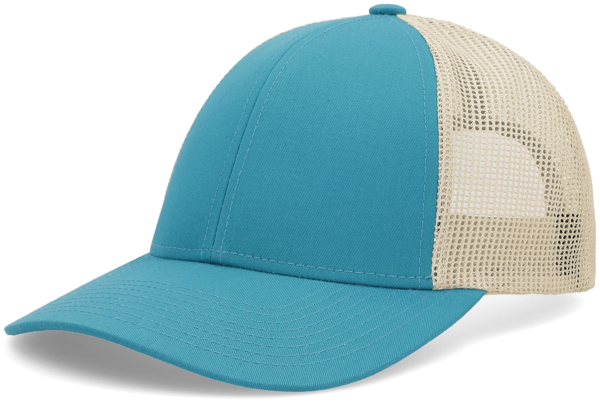 P114.53P.OS Low-Pro Trucker Cap, Teal & Beige - One Size