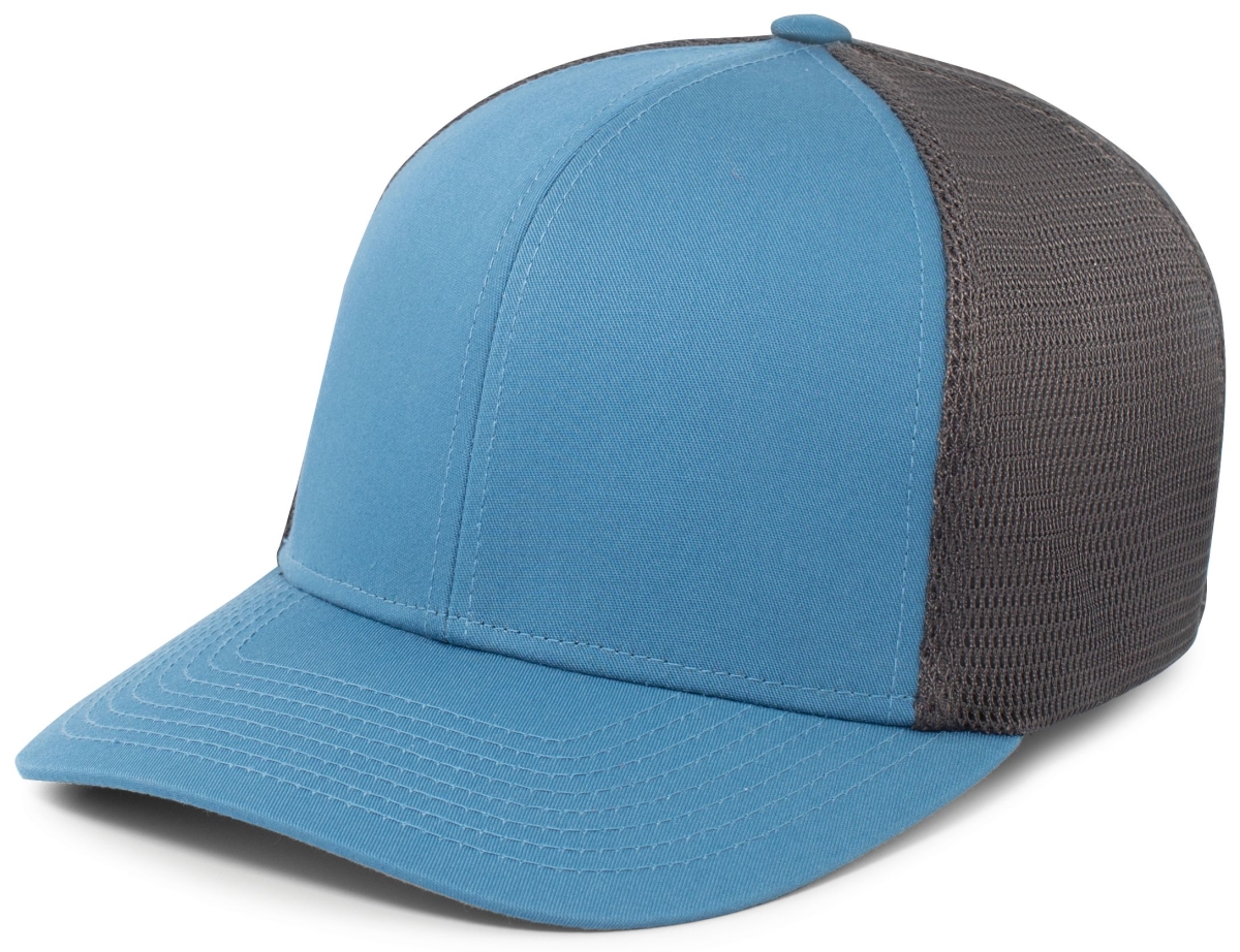 P401.37T.S-M Fusion Trucker Cap, Ocean Blue & Light Charcoal - Small & Medium