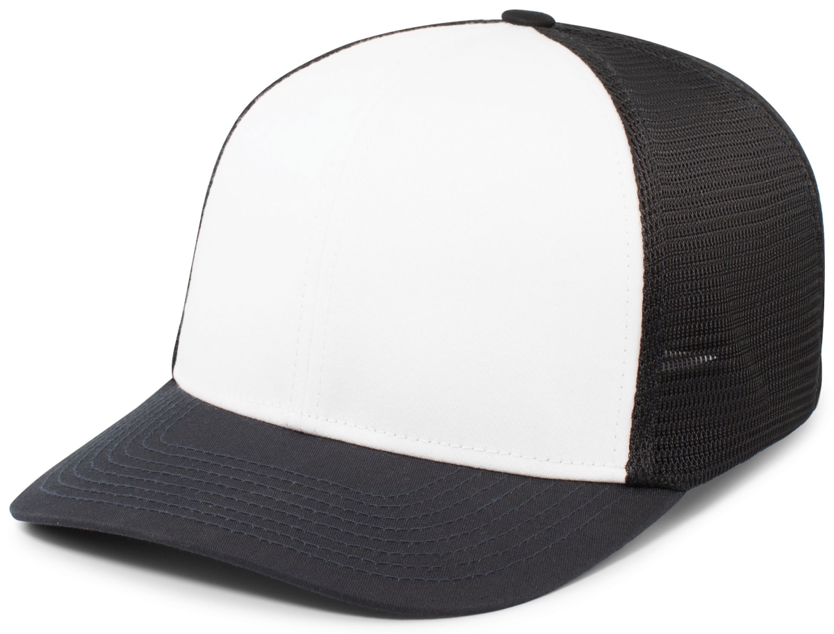 P401.R57.S-M Fusion Trucker Cap, White & Navy - Small & Medium