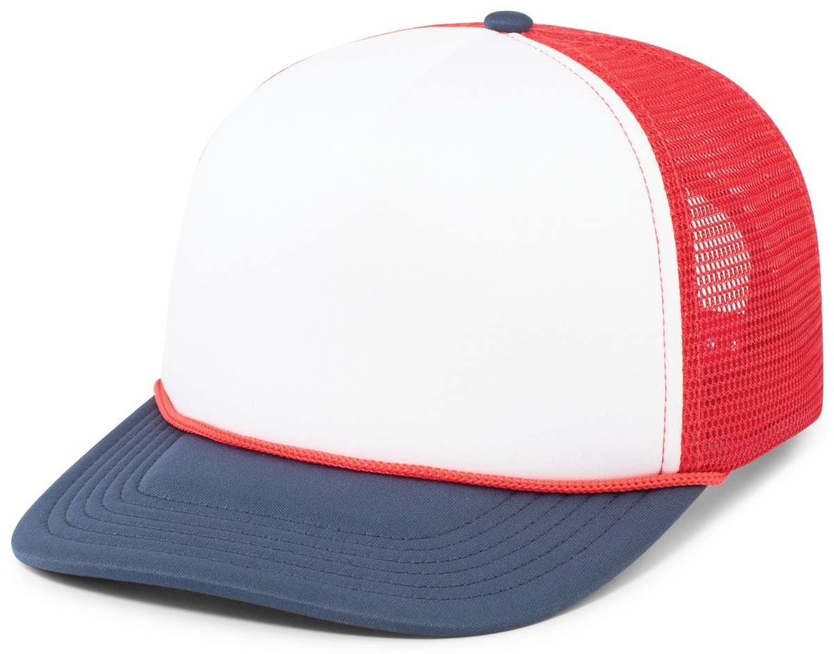 P782.58P.OS Foamie Fresh Trucker Cap, White, Red & Navy - One Size
