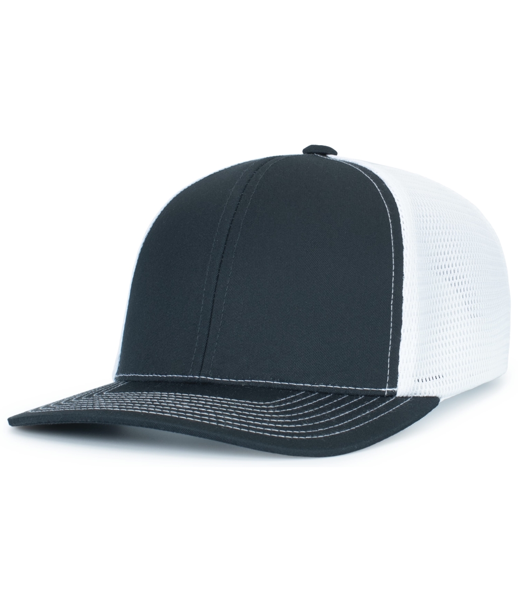 P151S.122.OS Contrast Stitch Trucker PacFlex Snapback Cap, Navy & White - One Size