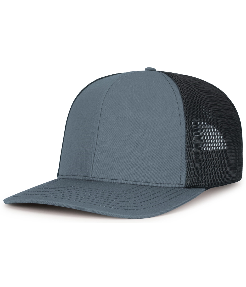 P151S.75Q.OS Contrast Stitch Trucker PacFlex Snapback Cap, Graphite & Black - One Size