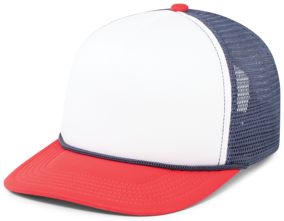 P782.140.OS Foamie Fresh Trucker Cap, White, Navy & Red - One Size