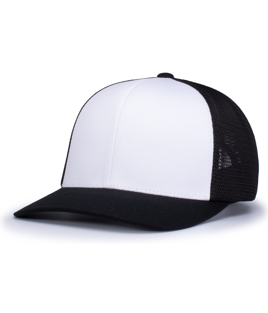 110F.505.OS Trucker Flexfit Snapback Cap, White & Black - One Size