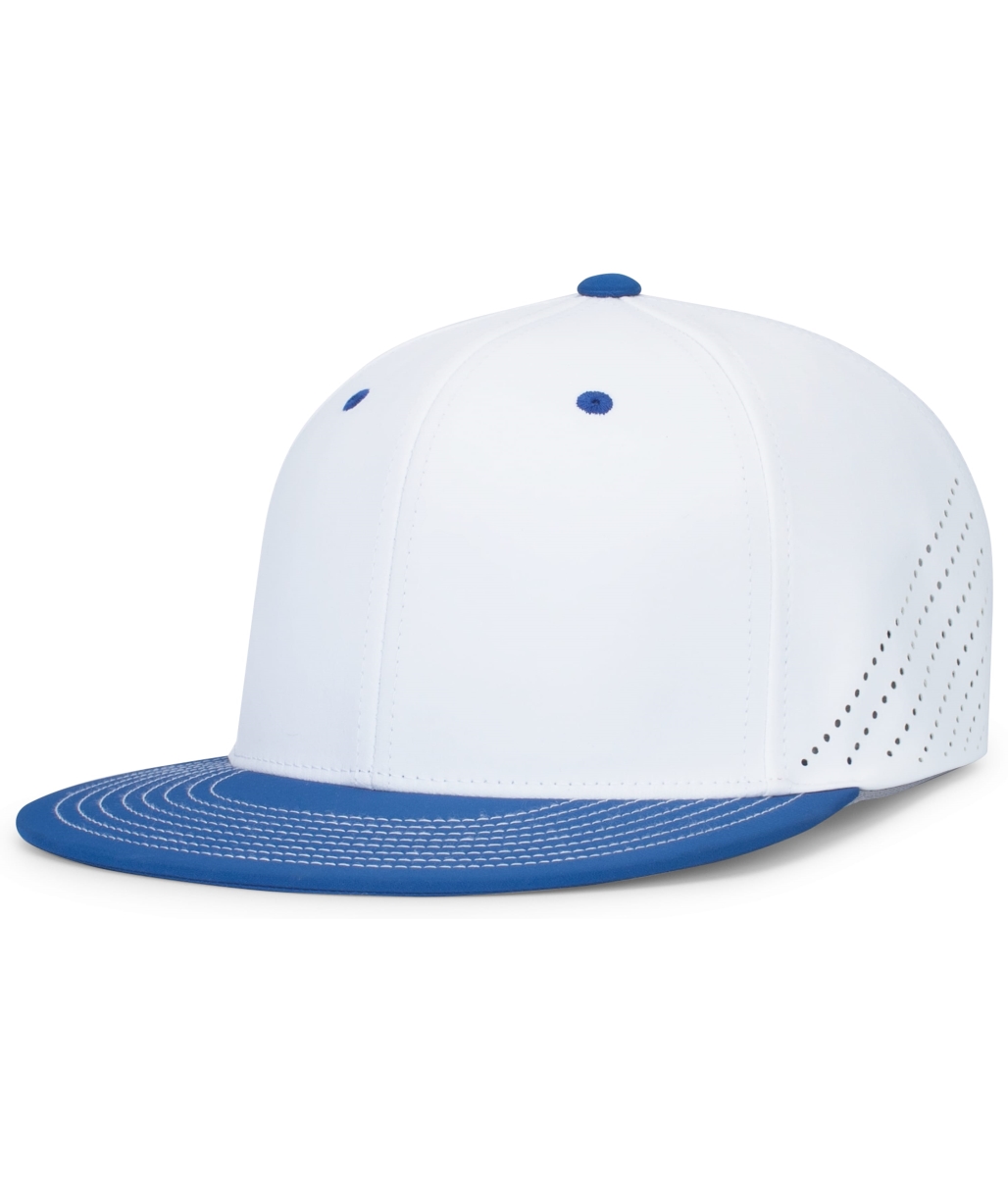 ES471.220.S-M Premium Lightweight Perforated PacFlex Cap, White & Royal - Small & Medium