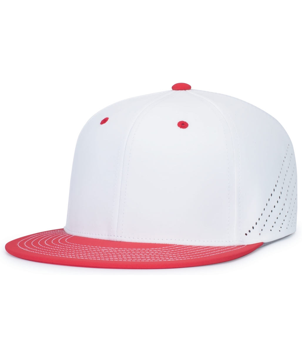 ES471.225.S-M Premium Lightweight Perforated PacFlex Cap, White & Red - Small & Medium