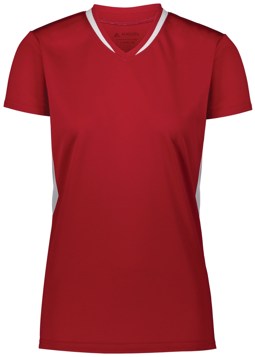 Picture of ASI 1683.408.L Girls Full Force Short Sleeve Jersey&#44; Scarlet & White - Large