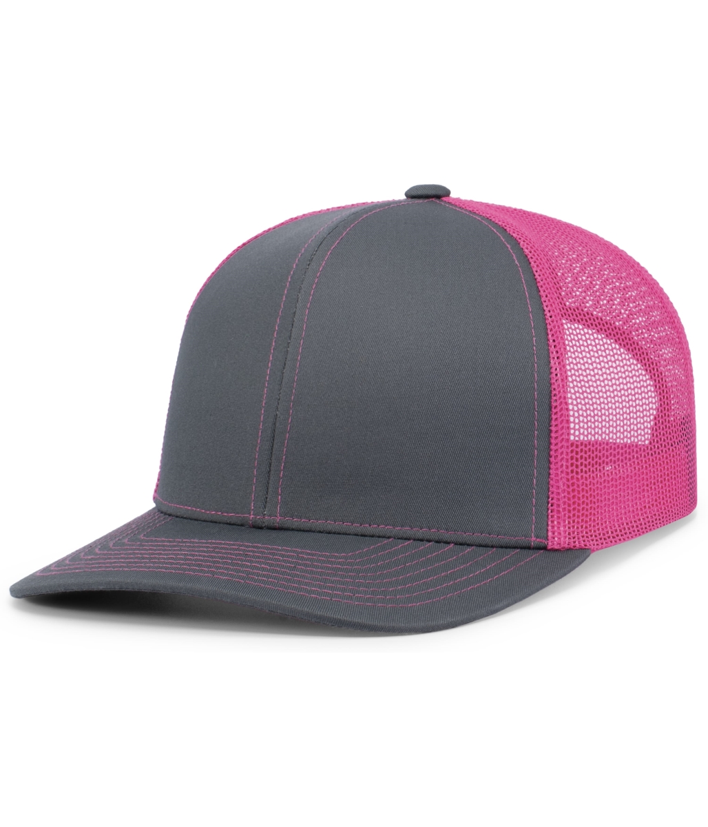 104C.26P.XS Trucker Snapback Cap, Graphite & Pink - Extra Small