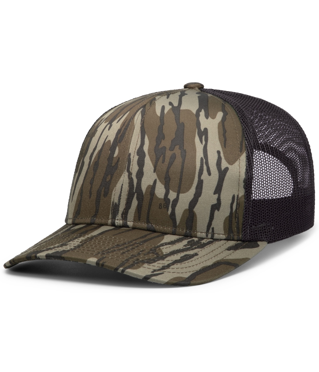 108C.PA1.OS Camo Snapback Trucker Cap, Light Charcoal & Original Bottomland - One Size