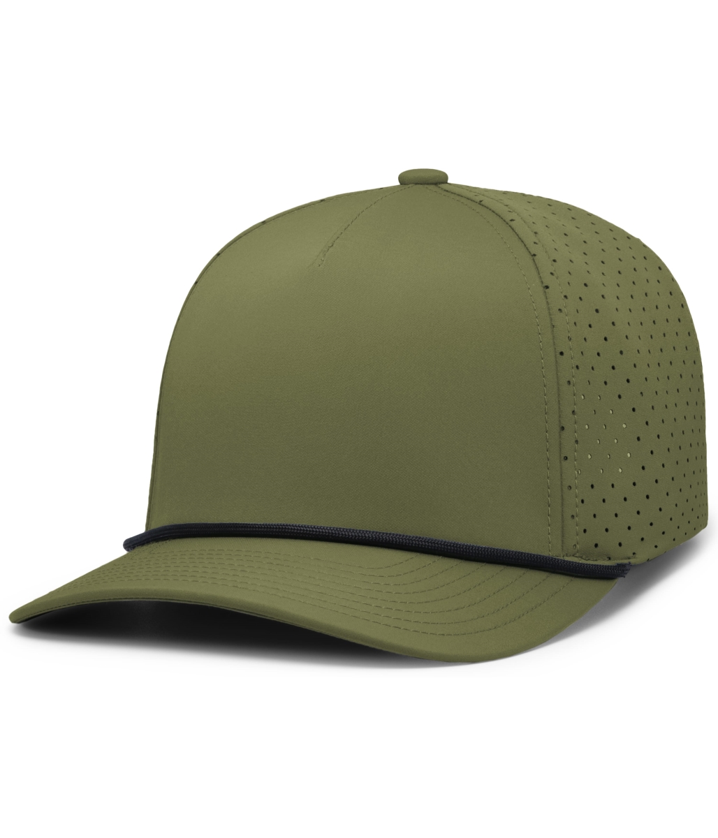 P424.448.OS Weekender Perforated Snapback Cap, Moss & Blk - One Size