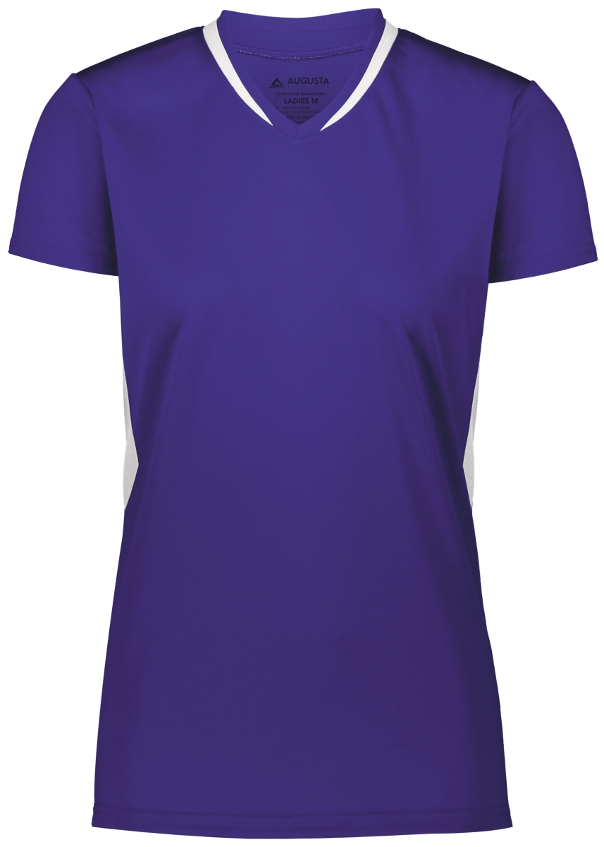 Picture of ASI 1683.450.L Girls Full Force Short Sleeve Jersey&#44; Purple & White - Large
