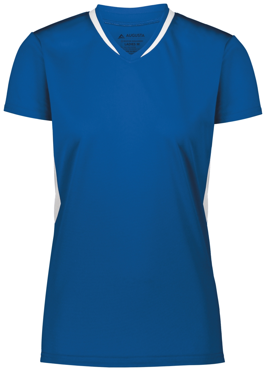 Picture of ASI 1683.280.M Girls Full Force Short Sleeve Jersey&#44; Royal & White - Medium
