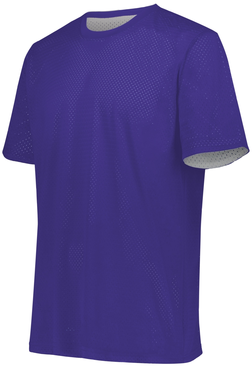 Short Sleeve Mesh Reversible Jersey, Maroon & White - Large