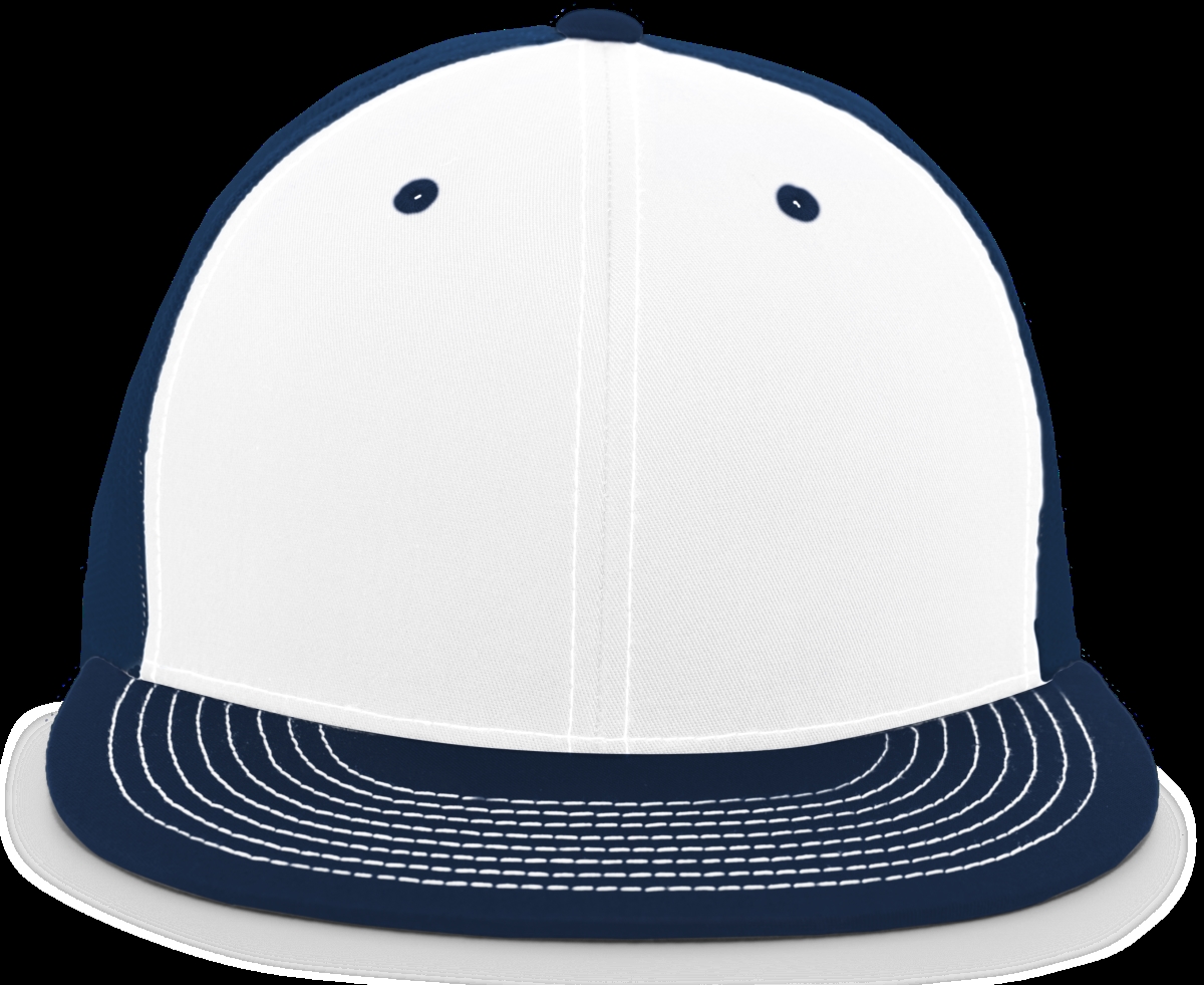4D3.R57.OS D-Series Trucker Snapback Cap, White & Navy - One Size