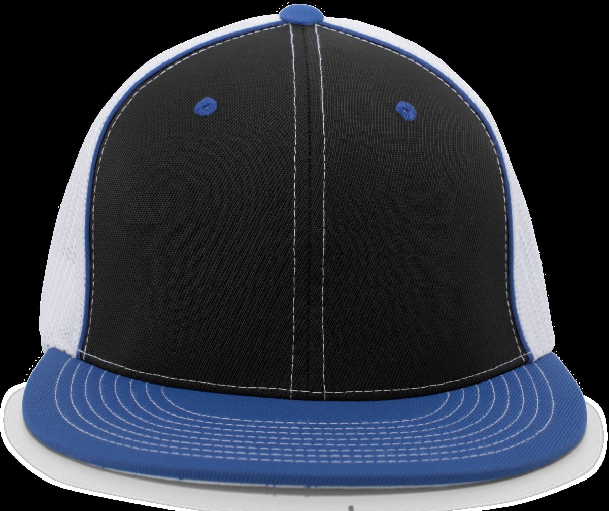 4D5.12P.XS D-Series Trucker Flexfit Cap - Black, White & Royal - Extra Small