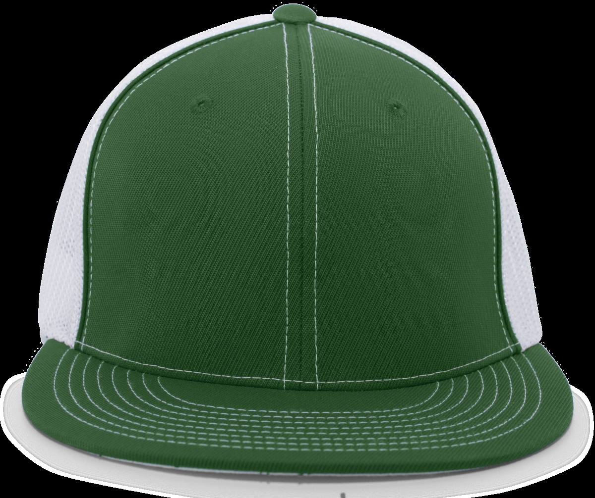4D5.121.L-XL D-Series Trucker Flexfit Cap, Dark Green & White - Large & Extra Large