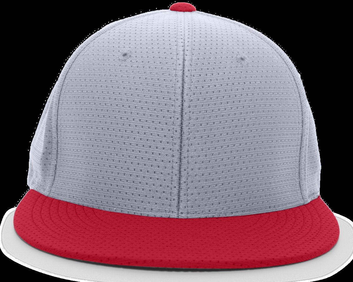 ES818.108.XS Performance Air Jersey Flexfit Cap, Silver & Red - Extra Small