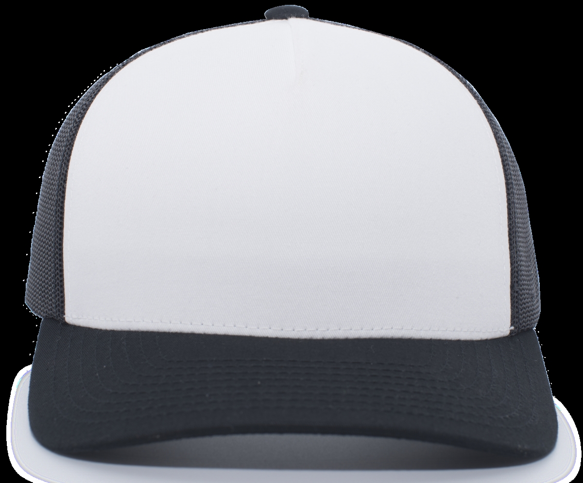 105C.419.OS 5-Panel Trucker Snapback Cap, Black & White - One Size