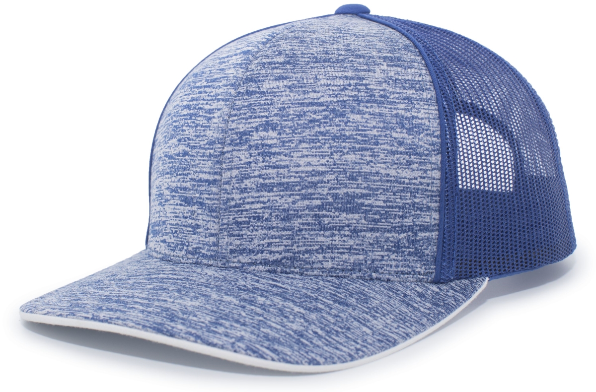 Aggressive Heather Trucker Snapback Cap, Black & Light Charcoal - One Size
