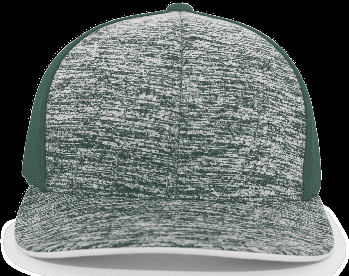 106C.35A.OS Aggressive Heather Trucker Snapback Cap, Dark Green - One Size