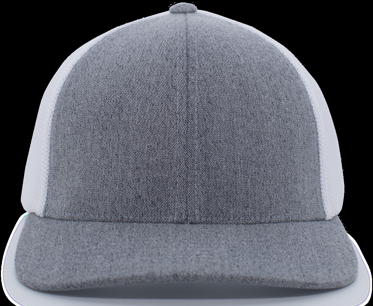 P405.74S.XS Heather Trucker Flexfit Cap, Gray Heather & White - Extra Small