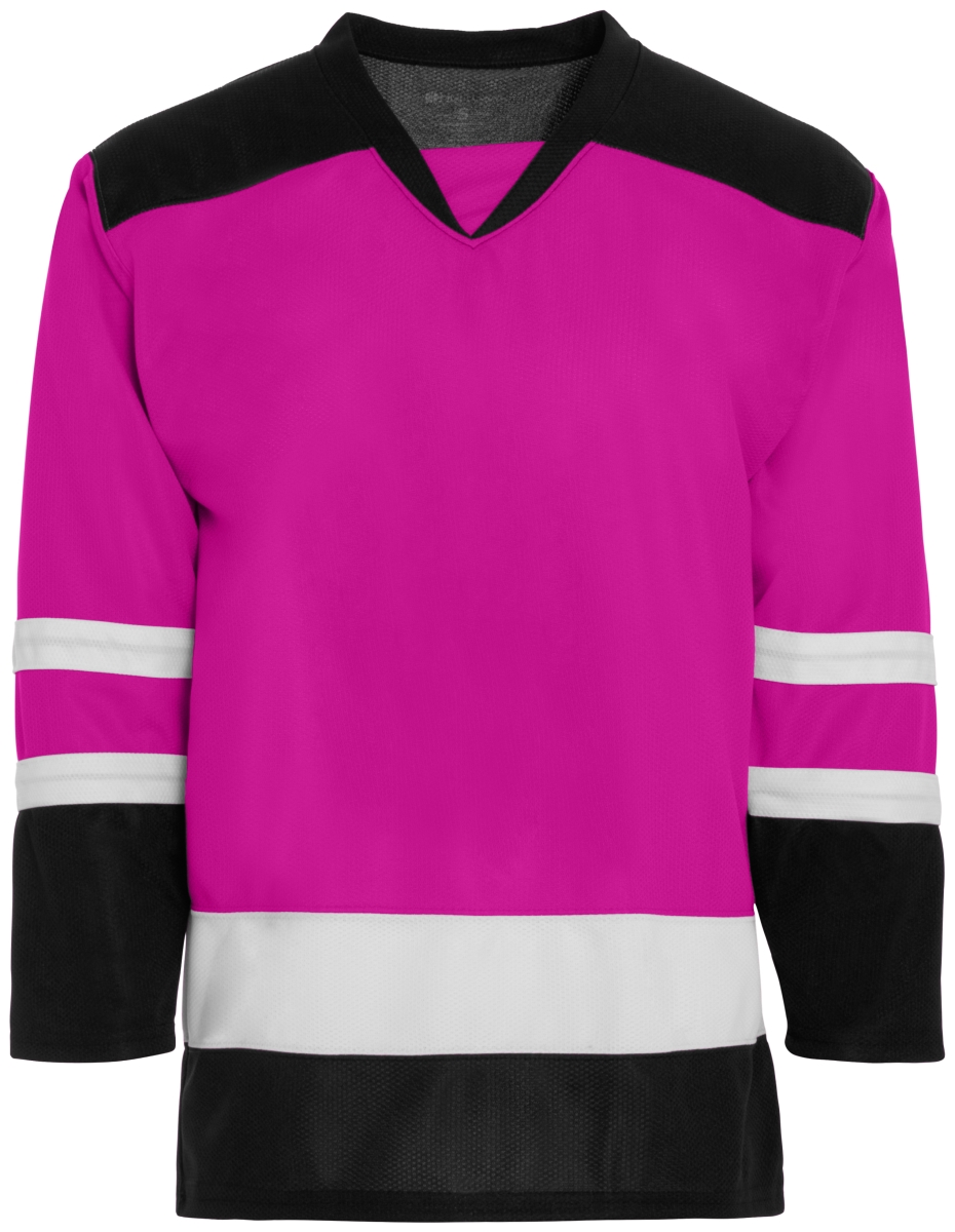 Picture of Holloway 226000.456.3XL Adult Faceoff Jersey - Power Pink&#44; Black & White - 3XL
