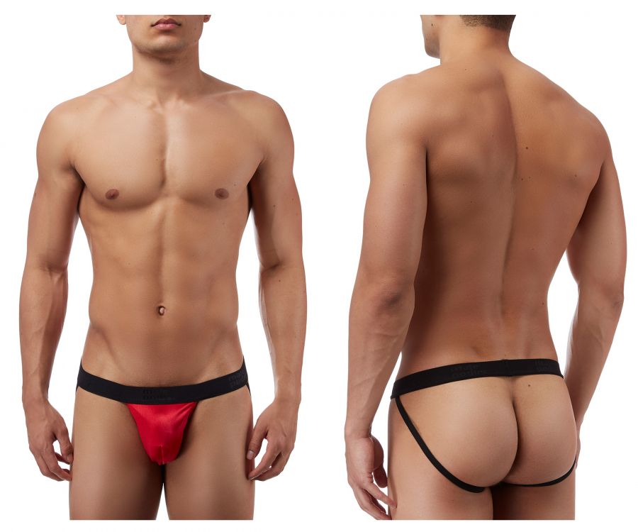 845830046398 390076 Satin Lycra Jockstrap for Male - Red, Small & Medium
