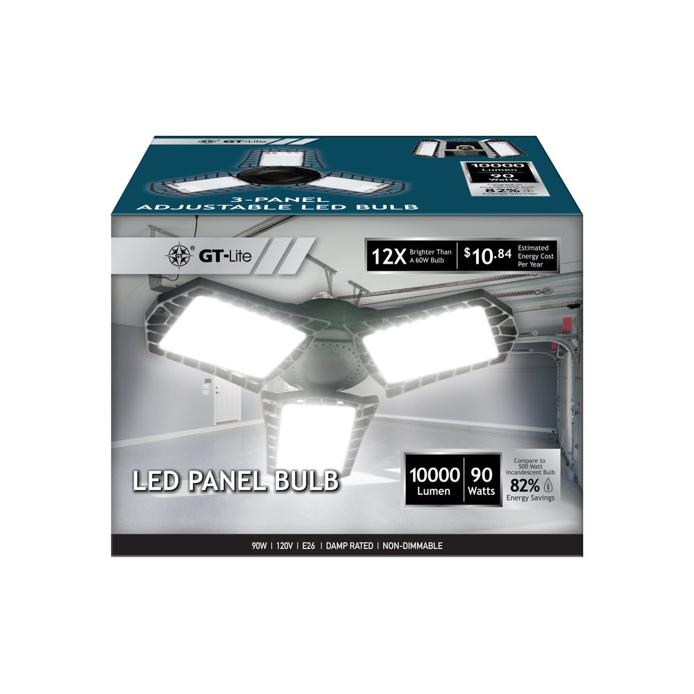 600W Equivalent Clear 3-Panel Medium Base LED High-Intensity Replacement Light Bulb