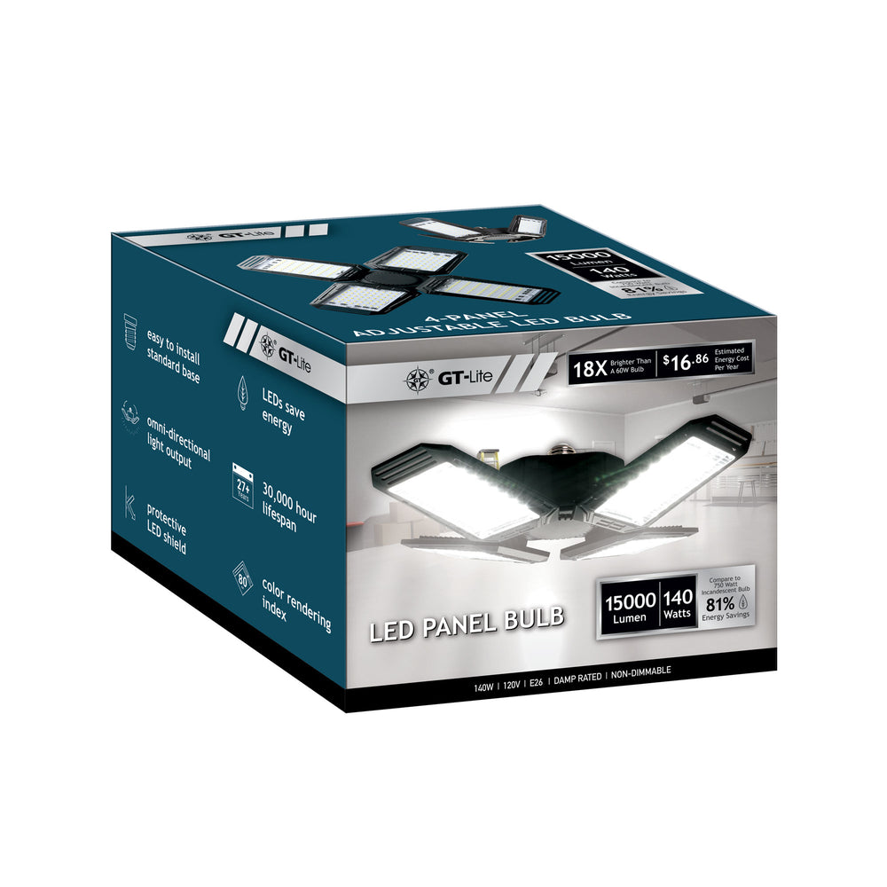 750W Equivalent Clear 4-Panel Medium Base LED High-Intensity Replacement Light Bulb
