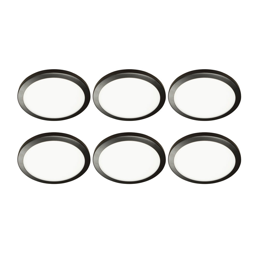 7.5 in. Round 1050 Lumen LED Flat Panel - White, Black & Nickel, Flush Mount - 5 CCT - Dimmable - CRI 80 & E26 Adapter - Pack of 6