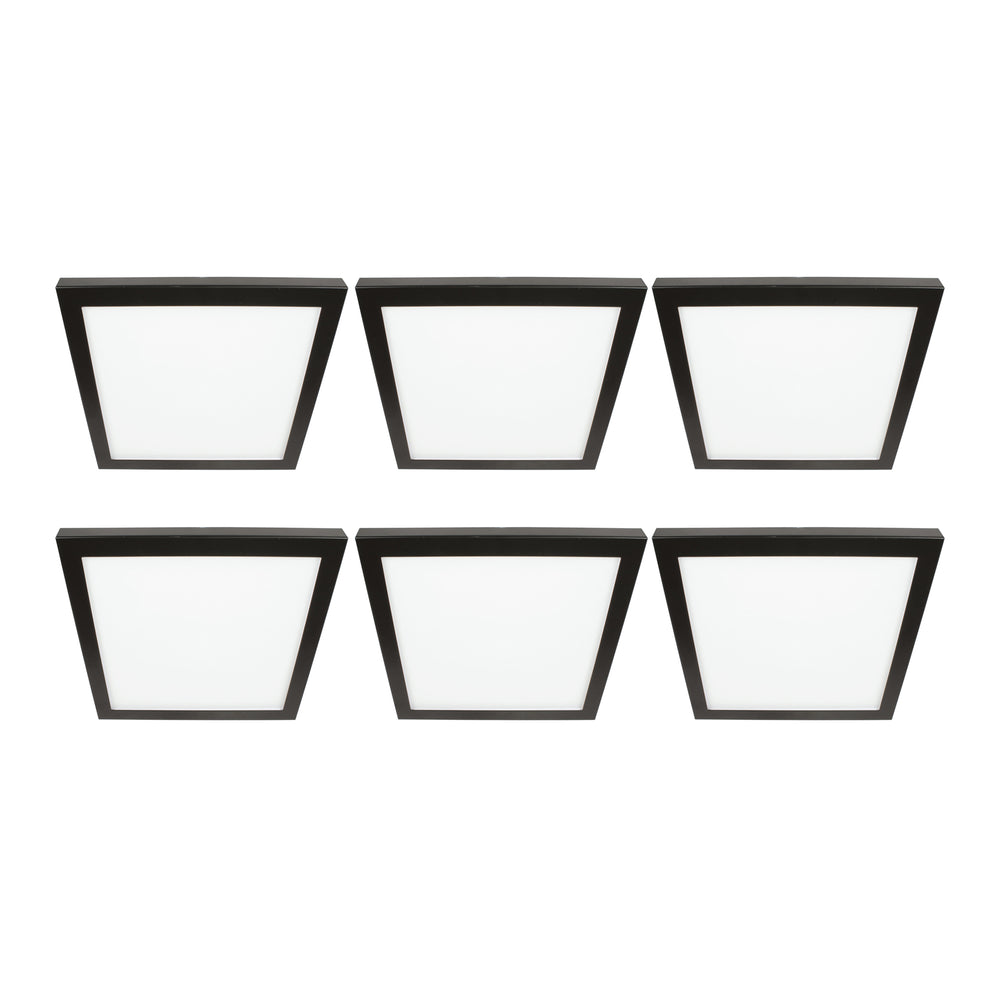 7.5 in. Square 1050 Lumen LED Flat Panel - White, Black & Nickel, Flush Mount - 5 CCT - Dimmable & CRI 80 - E26 Adapter - Pack of 6