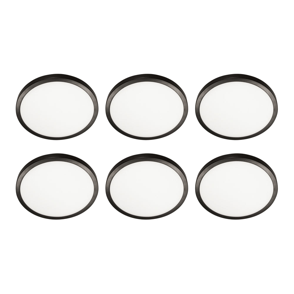 11 in. Round 1800 Lumen LED Flat Panel - White, Black & Nickel, Flush Mount - 5 CCT - Dimmable - CRI 80 & E26 Adapter - Pack of 6