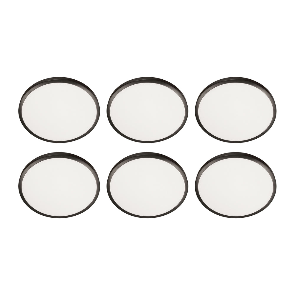 15 in. Round 2300 Lumen LED Flat Panel - White, Black & Nickel, Flush Mount - 5 CCT - Dimmable - CRI 80 & E26 Adapter - Pack of 6