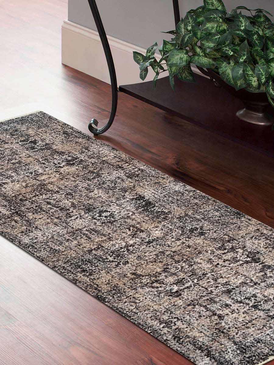 UBSM00080C0004G100 2 ft. 6 in. x 9 ft. 10 in. Machine Woven Crossweave Polyester Oriental Runner Rug, Brown -  Glitzy Rugs