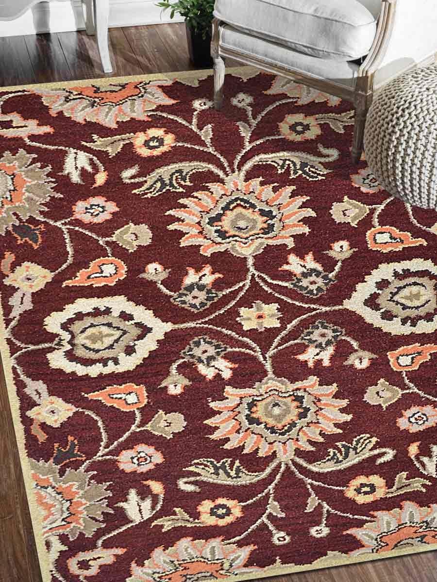 8 x 11 ft. Hand Tufted Wool Oriental Rectangle Area Rug, Maroon -  JensenDistributionServices, MI1556812