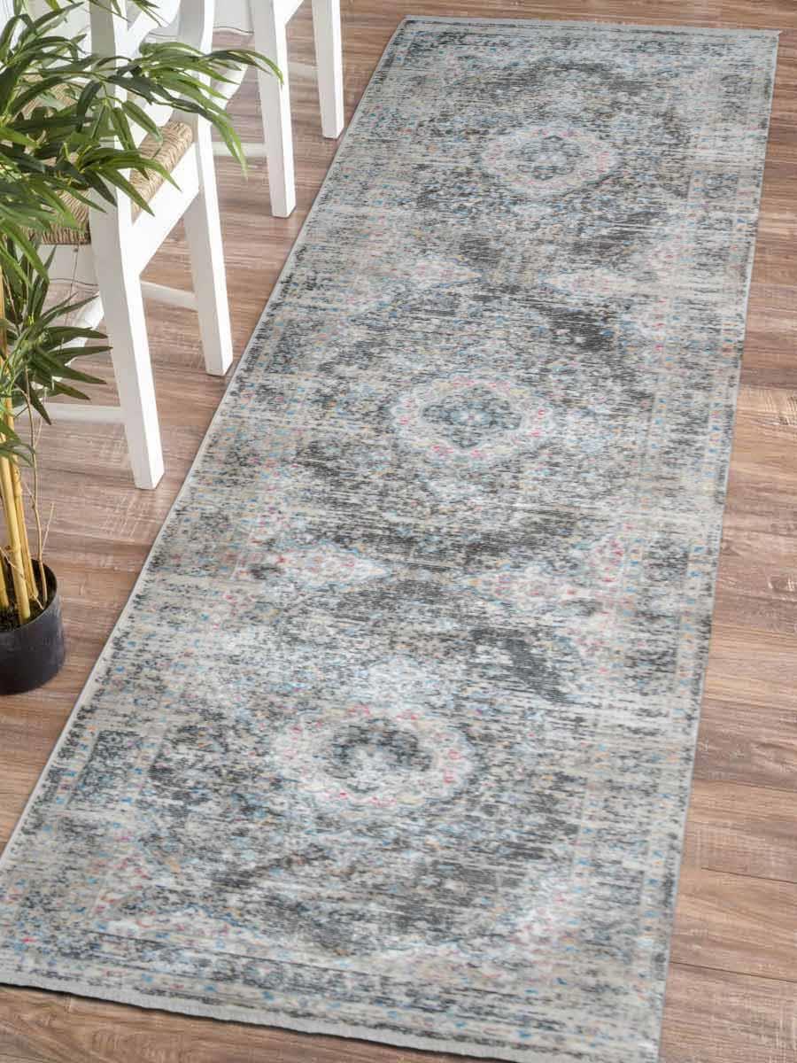 UBSM00091M0000G100 2 ft. 6 in. x 9 ft. 10 in. Machine Woven Crossweave Polyester Oriental Runner Rug, Multi Color -  Glitzy Rugs