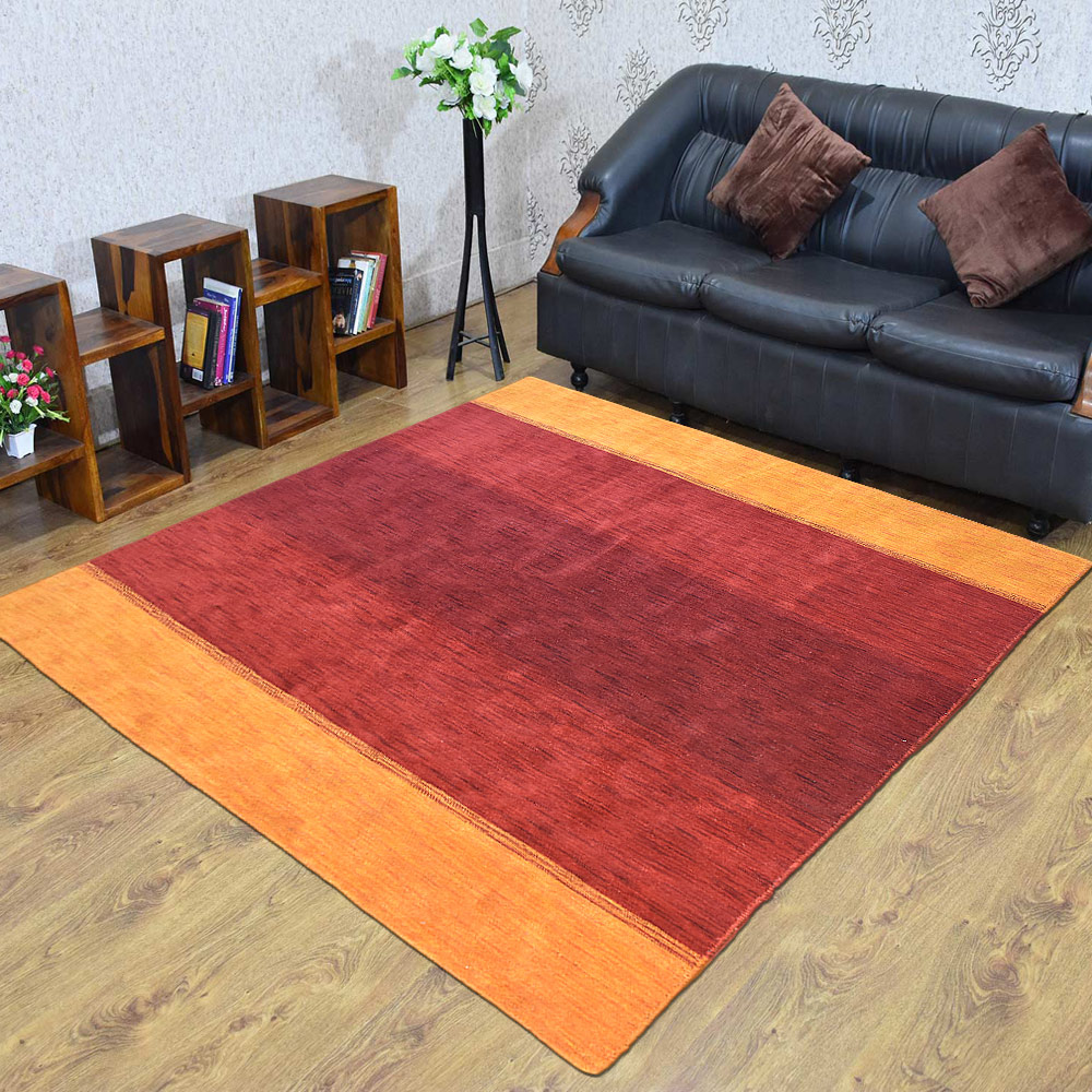 Picture of Get My Rugs UBSL00215L1526C3 6 x 6 ft. Hand Knotted Loom Wool Contemporary Square Area Rug&#44; Orange & Red