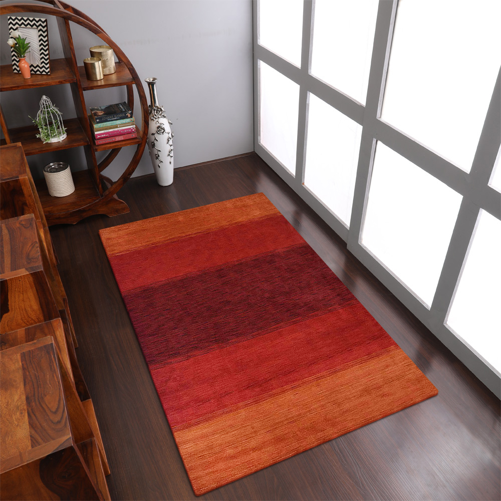 Picture of Get My Rugs UBSL00215L1526A4 4 x 6 ft. Hand Knotted Loom Wool Contemporary Rectangle Area Rug&#44; Orange & Red