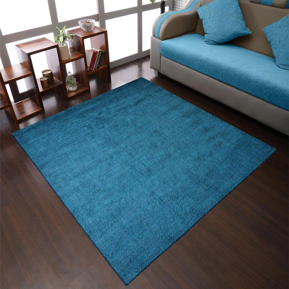 Picture of Get My Rugs UBSLSM111L0003C3 6 x 6 ft. Hand Knotted Loom Silk Mix Solid Square Area Rug, Blue