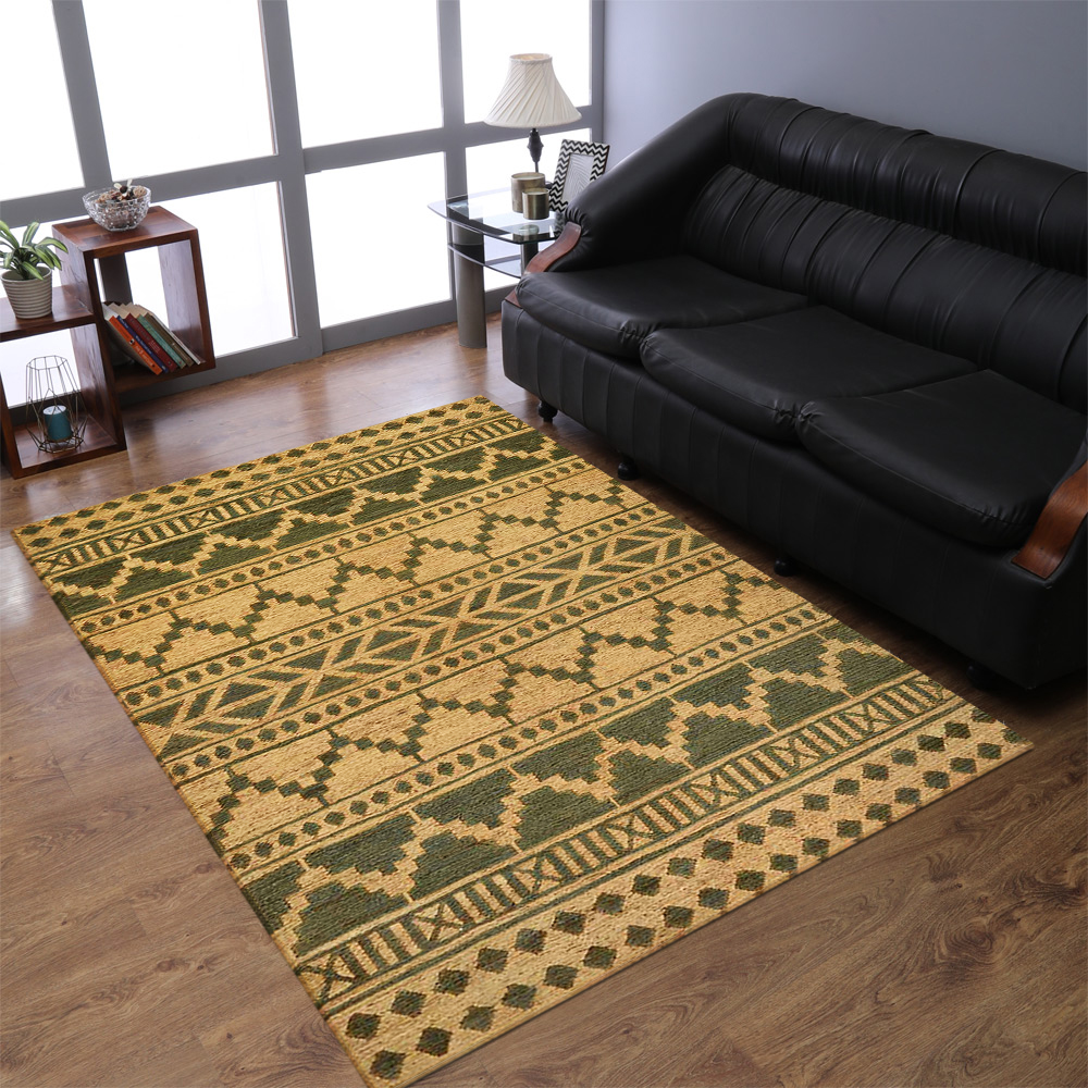 Picture of Get My Rugs UBSJ00021S1301A4 4 x 6 ft. Hand Knotted Sumak Jute Oriental Rectangle Area Rug&#44; Green & Beige