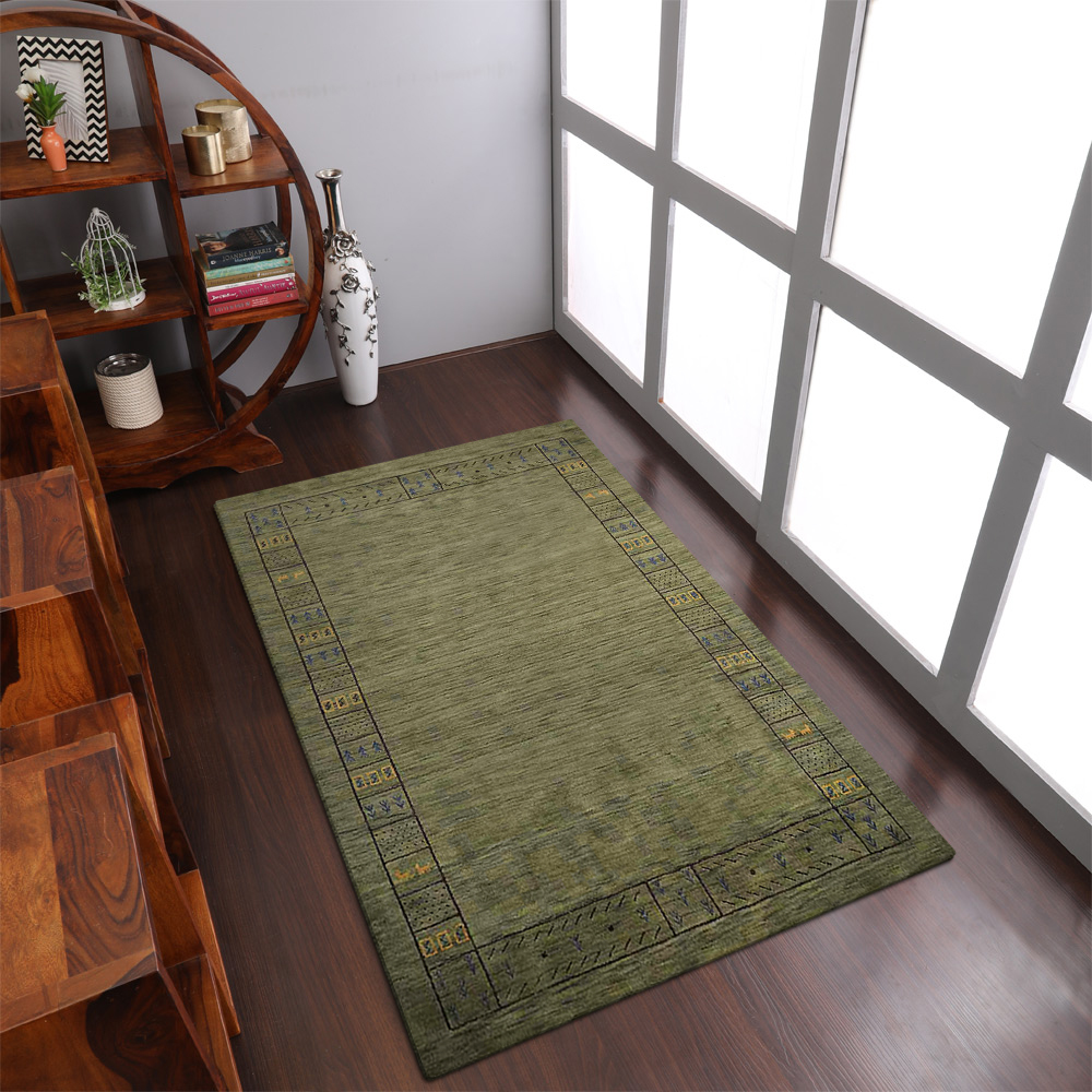 Picture of Get My Rugs UBSL00225L0013A9 5 x 8 ft. Hand Knotted Loom Wool Contemporary Rectangle Area Rug, Green