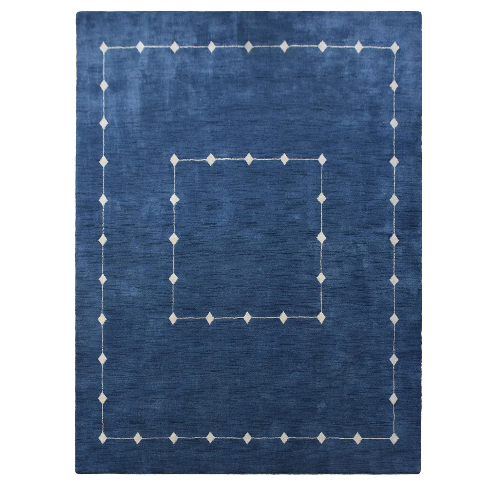 Picture of Get My Rugs UBSL00532L0003A11 6 x 9 ft. Hand Knotted Loom Wool Rectangle Geometric Rug&#44; Blue