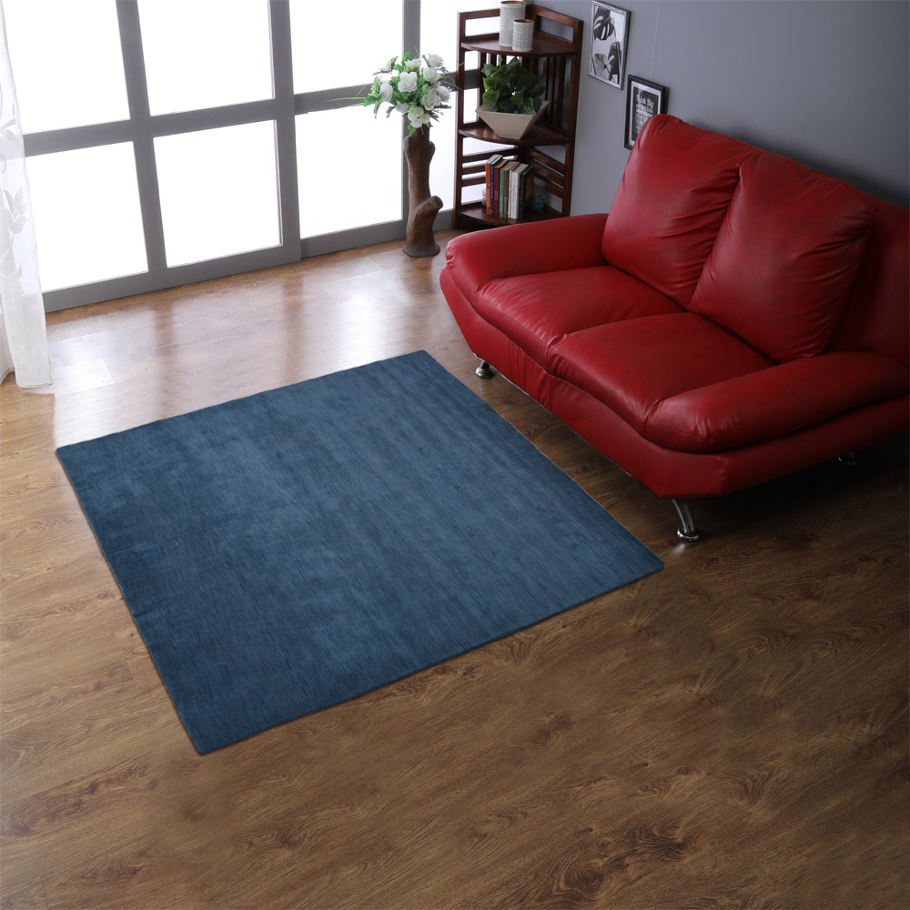 Picture of Get My Rugs UBSL00111L0003C3 6 x 6 ft. Hand Knotted Loom Wool Solid Square Area Rug, Blue
