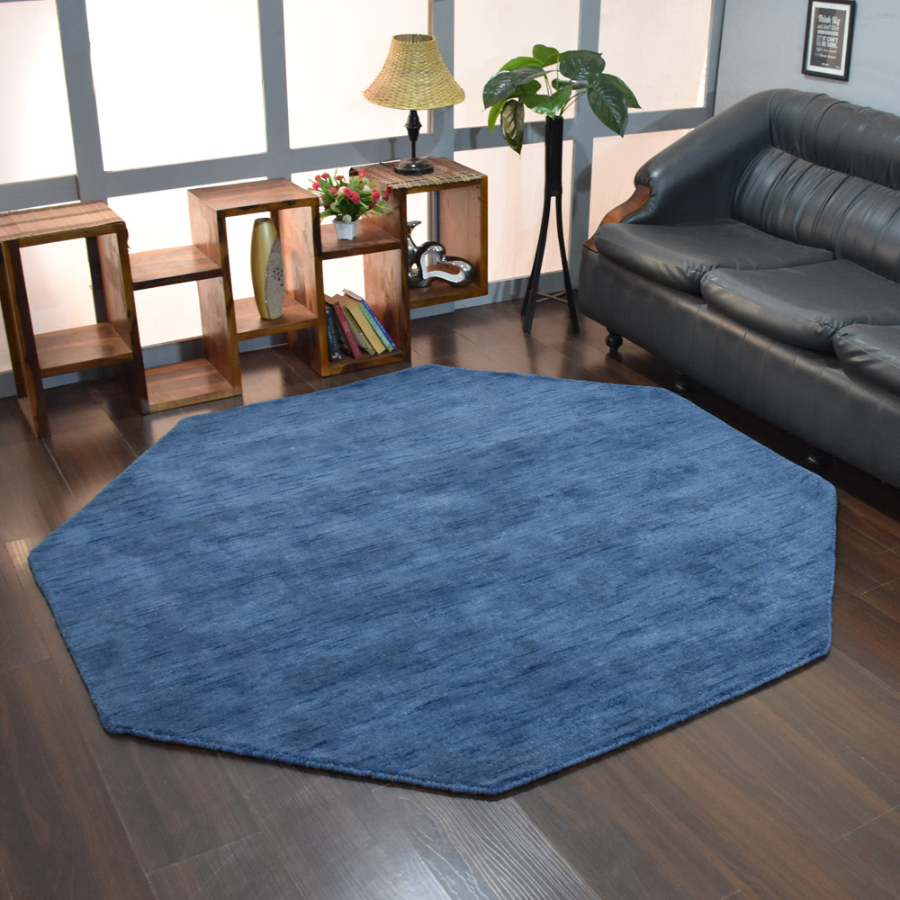 Picture of Get My Rugs UBSL00111L0003D8 8 x 8 ft. Hand Knotted Loom Wool Solid Octagon Area Rug&#44; Blue