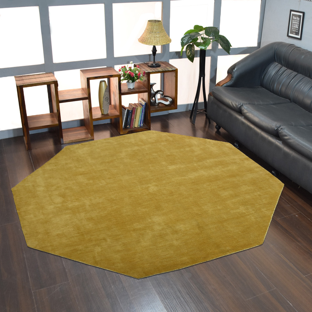 Picture of Get My Rugs UBSL00111L0012D8 8 x 8 ft. Hand Knotted Loom Wool Solid Octagon Area Rug&#44; Gold