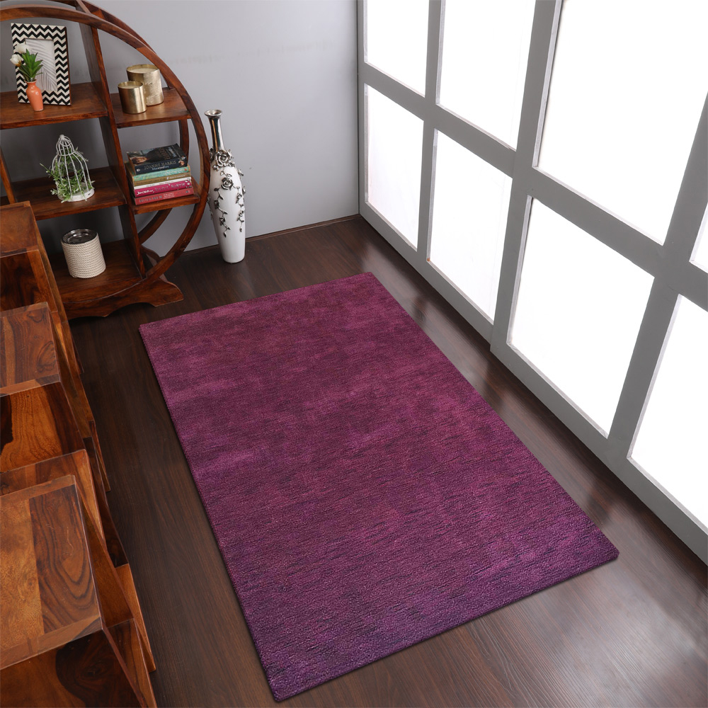 Picture of Get My Rugs UBSL00111L0025A4 4 x 6 ft. Hand Knotted Loom Wool Solid Rectangle Area Rug, Purple